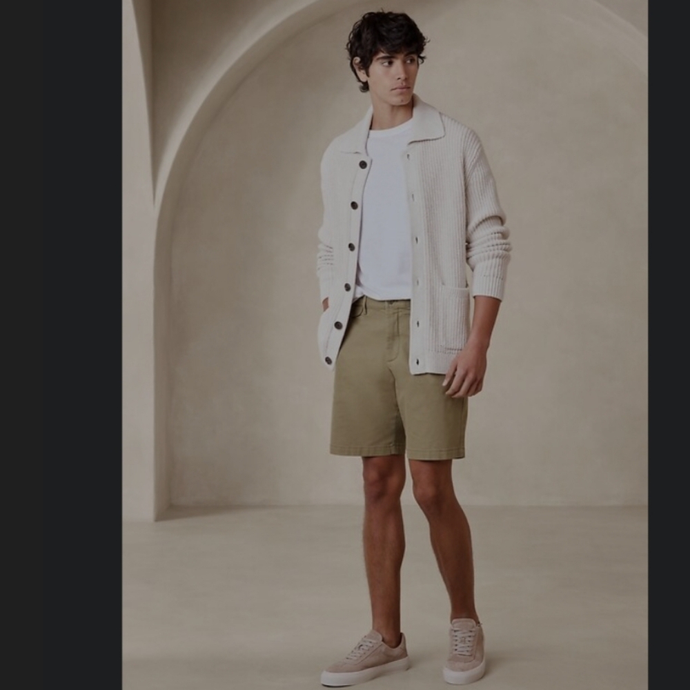 Banana Republic 9" Lived In Shorts Acoen Color, Tan Flat Front Shorts Sz.29